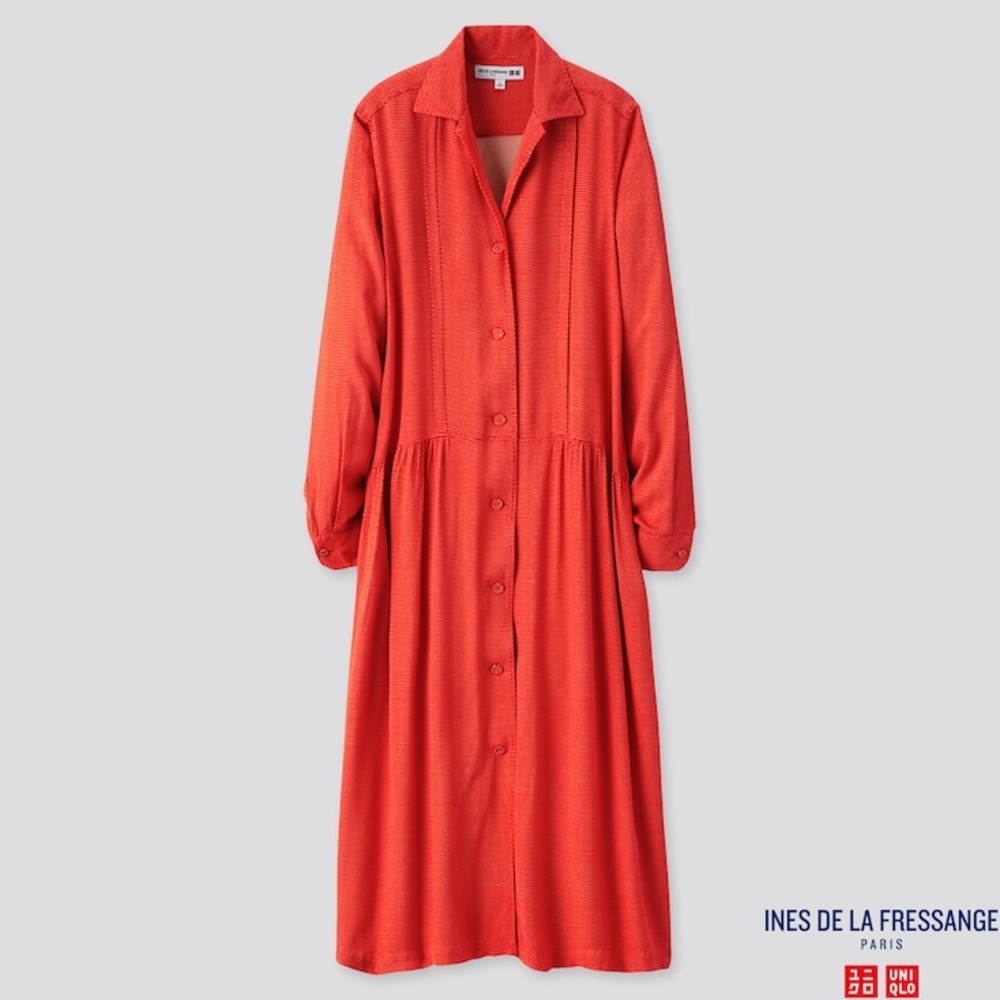 Ines De La Fressange Uniqlo midi polka shirt dress